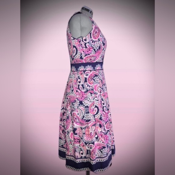 TALBOTS PAISLEY FIT & FLARE DRESS, SZ 4 - Picture 2 of 6